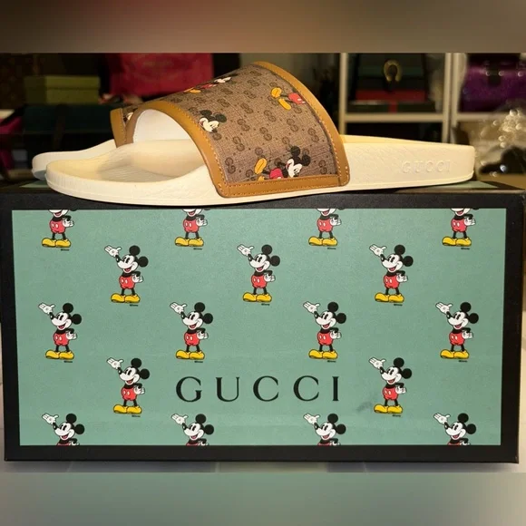 GUCCI DISNEY x MICKEY MOUSE SIGNATURE GG SANDALS SLIDES SZ 9 MEN SZ 11 US 41 IT - Picture 9 of 15